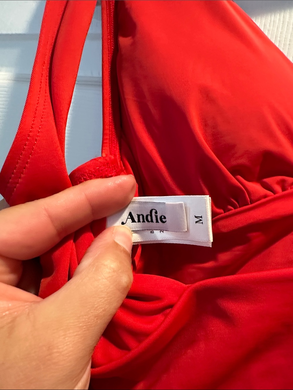 Andie Mykonos Red One-Piece Plunge Bathing Suit M Swimsuit - Picture 9 of 10